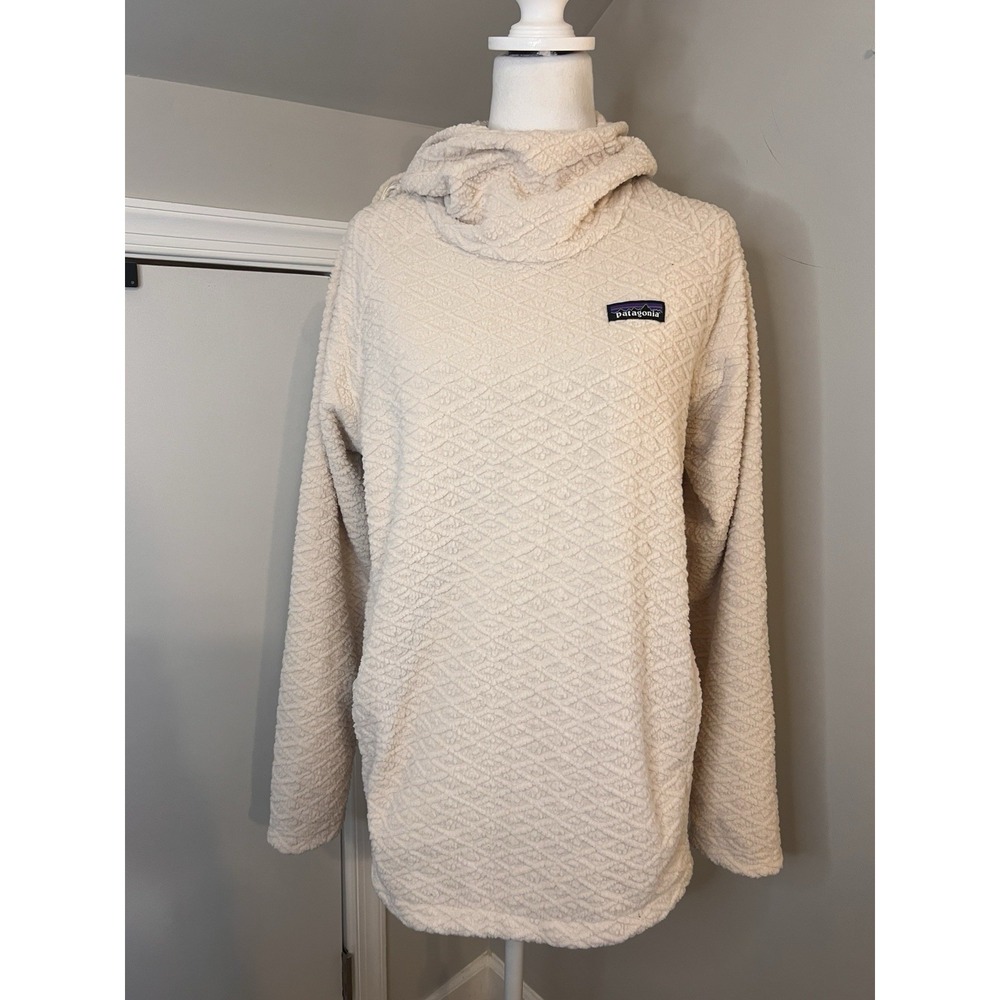 PATAGONIA Womens Diamond Capra Hoody Hoodie Beige Cream Fleece Large